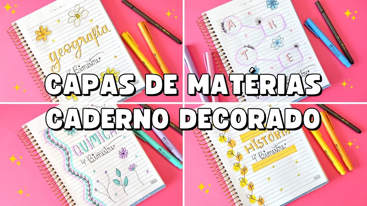 10 Ideias de CAPAS DE MATÉRIAS | CADERNO DECORADO