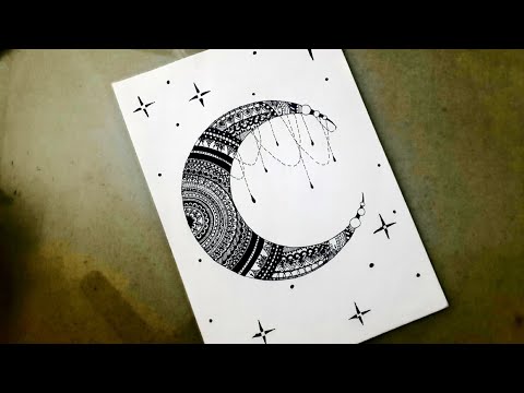 How to draw moon mandala art || easy drawing || step by step || Raidah's creation