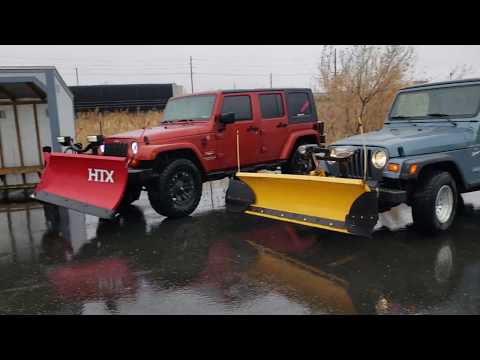 SNOW REMOVAL SET UP ON OUR JEEPS!!! BOSS AND MEYER SNOW PLOWS!!!