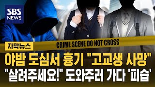 야밤 도심서 흉기 "고교생 사망".."살려주세요!" 도와주러 가다 '피습' (자막뉴스) / SBS