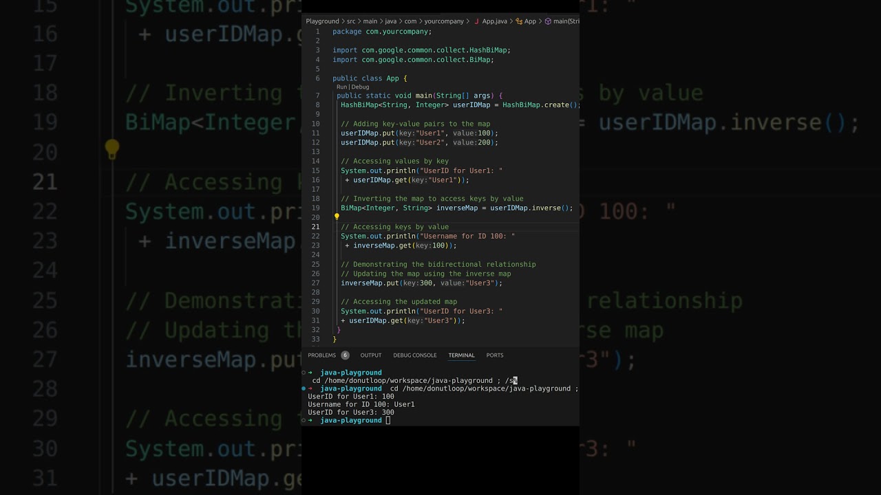 Google Guava HashBiMap: Bidirectional map Lookup in Java