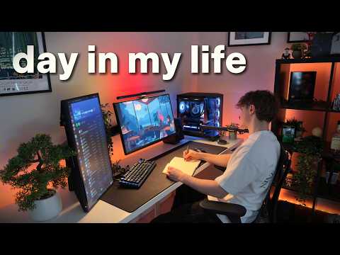 A Chill Productive Day in My Life as a Student | Content Creation, Desk Setup & Studying