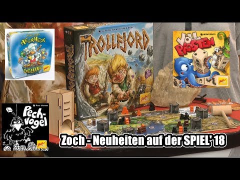 4 Zoch Neuheiten auf der SPIEL'18: Pechvogel, Heckmeck Deluxe, Trollfjord, Vollpfosten