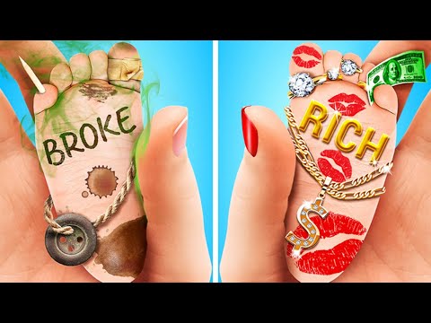 RICH SV BROKE BABYSITTER || Fun Parenting Hacks & Smart Tips by 123GO! CHALLENGE