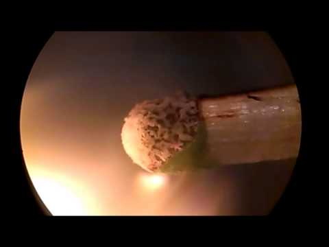 Match ignition under microscope with slomo