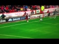 Ouch Aberdeen player falls over advertisement