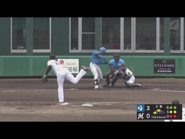 【ファーム】ファイターズ・淺間大基 二遊間をしぶとく破る2点タイムリーヒットで追加点!! 2025年8月7日 千葉ロッテマリーンズ 対 北海道日本ハムファイターズ