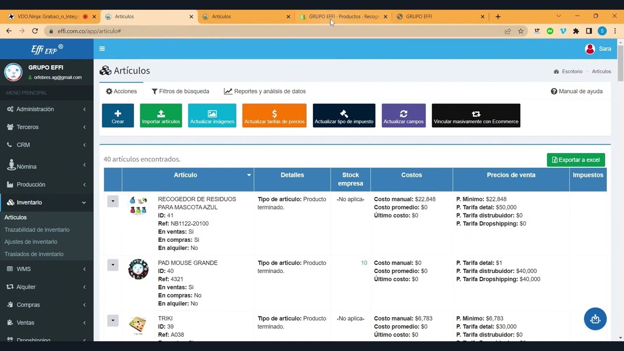 Cómo vincular artículo de Shopify con Effi
