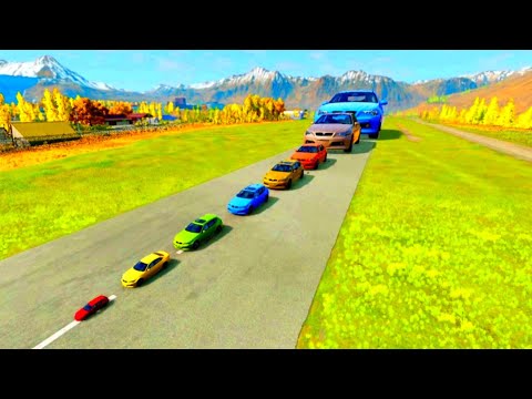 Big & Small to Giant Cars vs Hammer lightning McQueen #4 - BeamNG.drive