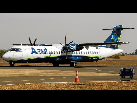 Pouso e decolagem do ATR 72-600 da Azul // PR-TKI no Aeroporto de Patos de Minas - SNPD