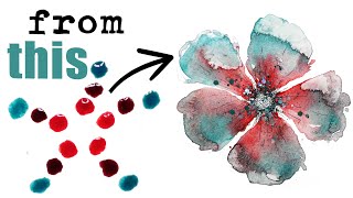 🌸 EASY Watercolor HACK Painting Flower FROM DOTS ! Most Effortless ~ Painting Lessons