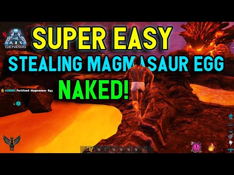 ARK GENESIS: SUPER EASY way to STEAL Magmasaur Eggs NAKED!