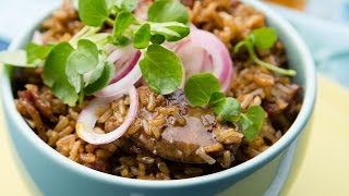 One Pot Bacon Rice with Chicken Livers