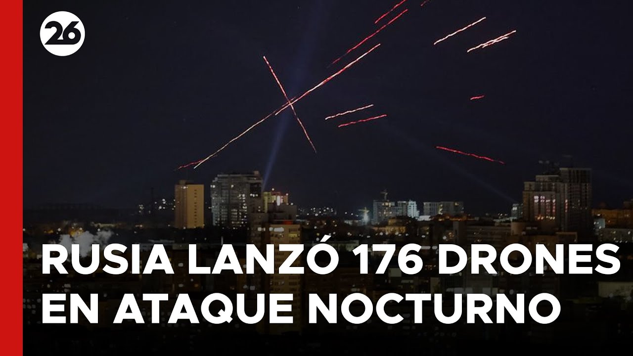 El Ejército ucraniano afirma que Rusia lanzó 176 drones durante un ataque nocturno