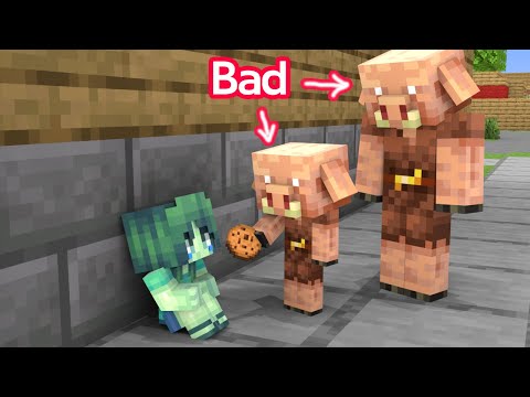 Bad Piglin and Poor Baby Zombie Girl - Sad Story - Minecraft Animation