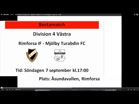 Bortamatch, Rimforsa IF - Mjölby Turabdin FC, tid: söndagen 7 sept, kl. 17.00