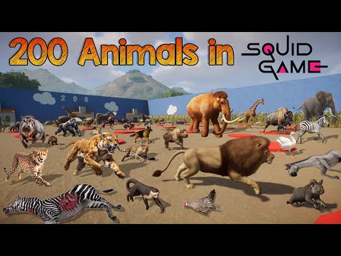 200 Animals in Squid Game Red Light Green Light included Elephant, Mammoth, Hippo, Rhino & Tiger