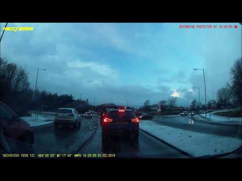 Bike slips over in snow, Wolviston Road/By-Pass Road, Billingham