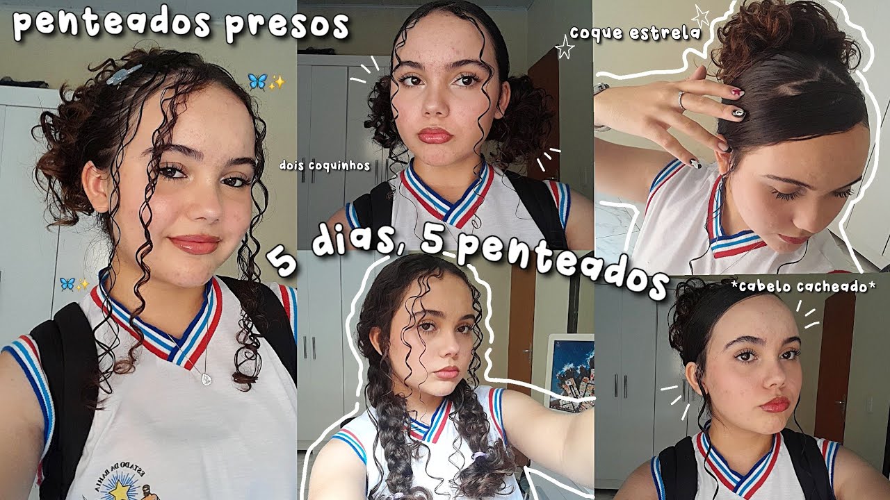 5 ideias de penteados presos p cabelo cacheado ✨️🦋