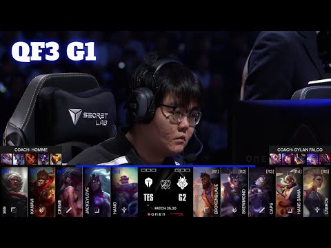 TES vs G2 - Game 1 | Quarter Final LoL Worlds 2025 | G2 Esports vs Top Esports G1 full