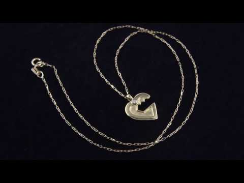 TELEIOS LUXE 18K GOLD 0.02CT DIAMOND HEART ENGRAVED NECKLACE - TL0000024