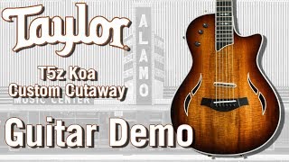 Video thumbnail for Taylor T5z Koa Custom Cutaway Demo by Alamo Music Center