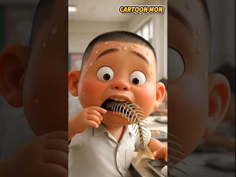 Fishbone stuck in throat: Cartoon Mon #anime #cartoon #funny #Thai dubbing #anime #AI #cartoon
