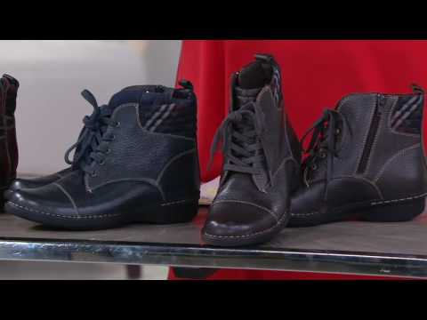 Clarks Leather Ankle Boots with Flannel Detail - Whistle Bea on QVC