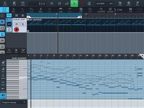 AudioKit Digital D1 App - Pure pluck playing Bach Prelude 1 in Cubasis on ios ipad