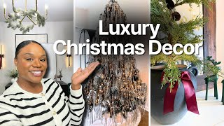 Luxury Christmas Home Tour 2024 | Silver Tinsel Tree + Natural Greenery Decor