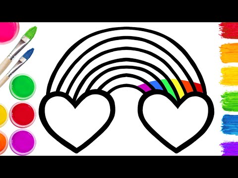 Drawing and Coloring Rainbow heart | easy acrylic painting