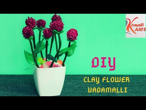 Thai clay vadamalli# Gomphrena flowers #Shilpkar Clay#Komali Art's