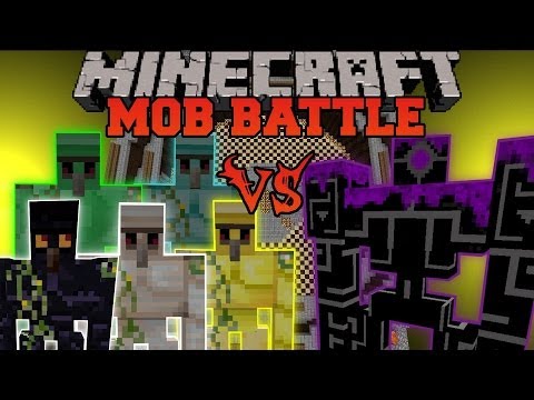 PopularMMOs - DIAMOND, EMERALD, GOLD, OBSIDIAN, AND IRON GOLEM VS ROBO POUNDER - Minecraft Mob Battles - Golem Mod