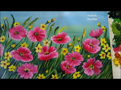 Flower Garden Painting | Acrylic Painting Tutorial