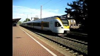 preview picture of video 'Castrop-Rauxel HBF  - Eurobahn Einfahrt  Ausfahrt RE 3 - Flirt Doppeltraktion'