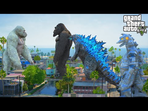 GeorgeRampage vs Godzilla, Kong and Mechagodzilla 1975 - GTA V Mods