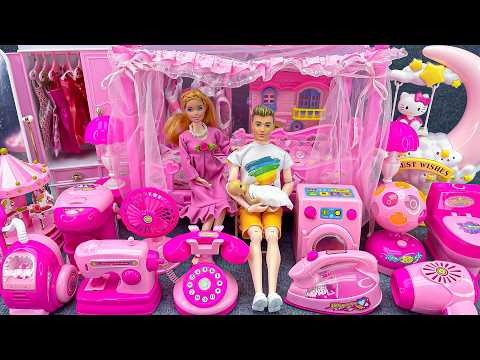 14 Minutes Satisfying with Unboxing Pink Barbie Doll Bedroom,Kitchen Collection Review Toys | ASMR