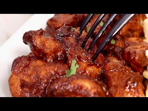 Creamy Spaghetti with Chicken in barbecue sauce