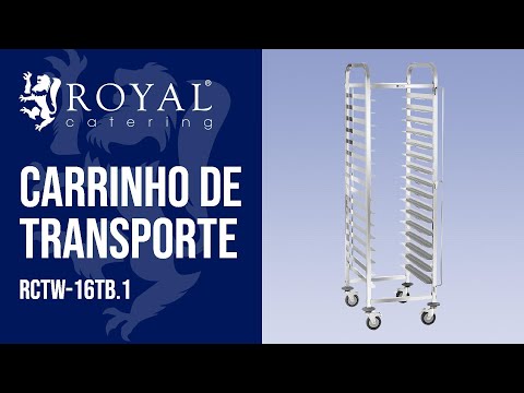 vídeo - Carrinho de transporte - 150 kg - 16 bandejas de 60 x 40 cm