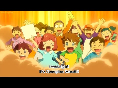 Everyone recognises Champion Ash and cheers for him in Aim to be a Pokemon Master Episode 5