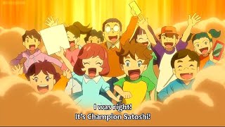 Everyone recognises Champion Ash and cheers for him in Aim to be a Pokemon Master Episode 5