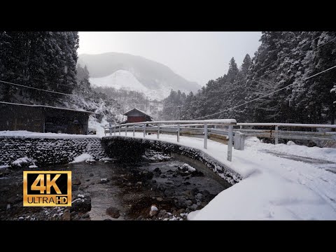 4K HDR Snowy Brook -Relaxing River Sounds-History In Japan 【睡眠・癒し・リラックス・ストレス解消】