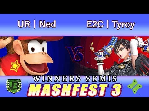Mashfest 3  WINNERS SEMIS - UR | Ned (Diddy Kong, Ryu) vs E2C | Tyroy (Bayonetta, Sheik)