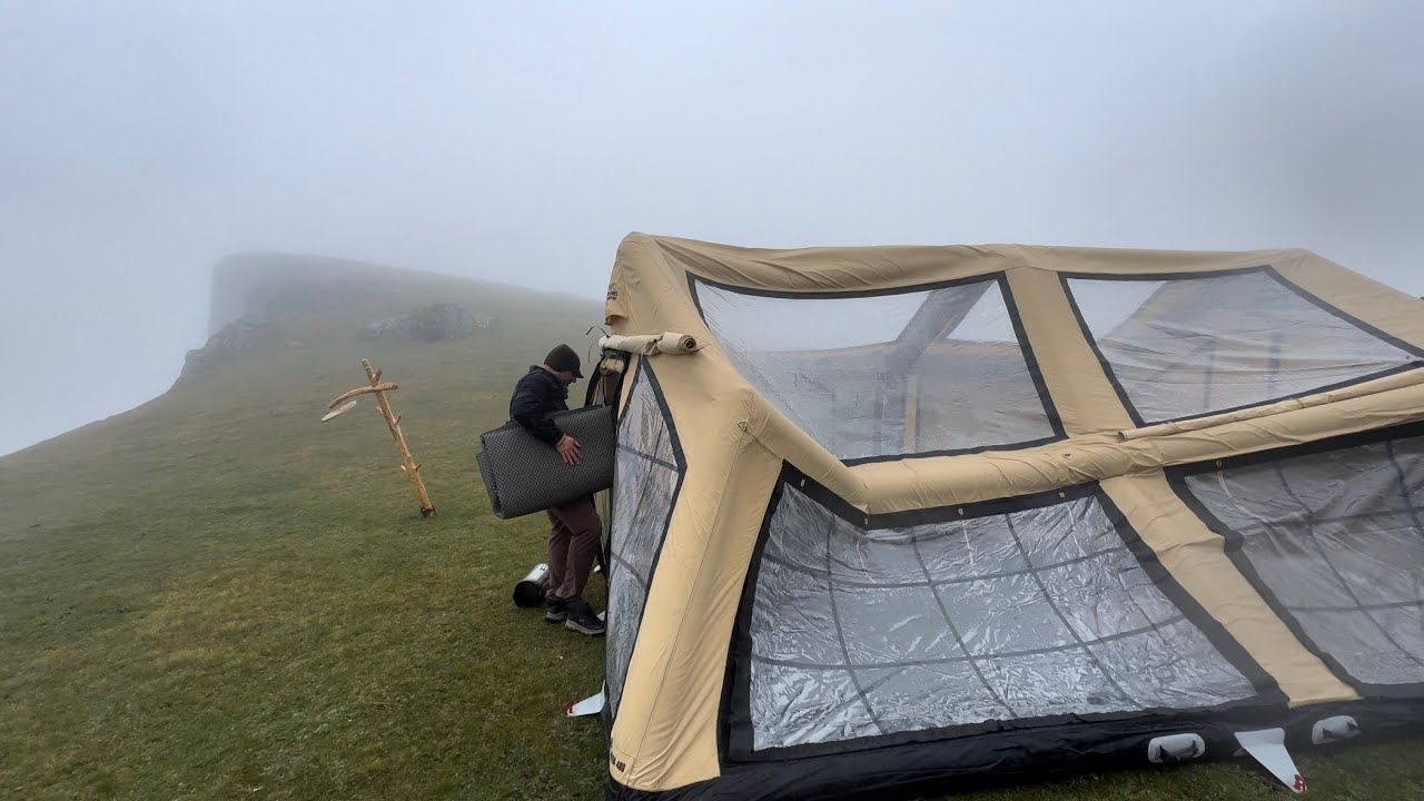 CAMPING ON THE EDGE OF A CLIFF DURING A STORM | OUR TENT WAS FLYING AWAY