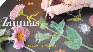 Acrylic Flower Painting: Zinnias