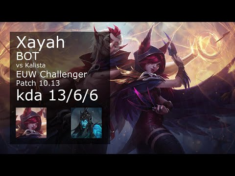 Xayah ADC & Rakan vs Kalista & Thresh - EUW Challenger 13/6/6 Patch 10.13 Gameplay