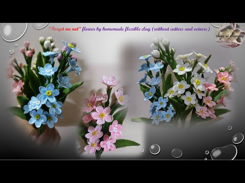 Tutorial: Forget me not flower from homemade flexible clay...DIY Clay flowers