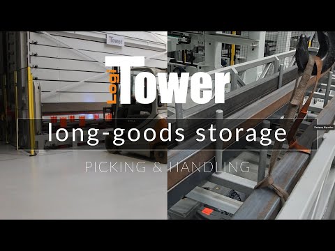 LOGITOWER: Methods of long goods collection in LogiTower storage system - forklift vs belt sling