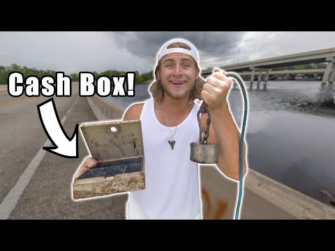 No Way! Magnet Fisherman Finds Stolen Cash Box With Giant Magnet - Crazy Magnet Fishing Discovery!