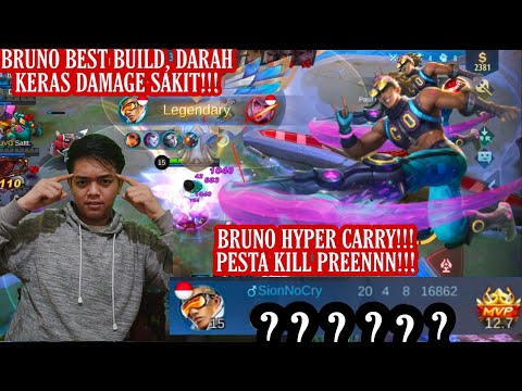 GAMEPLAY BRUNO HYPER CARRY TERBARU!!! BUILD BRUNO TERSAKIT DAN TERBARU 2020!!! LANGSUNG PESTA KIL!!!